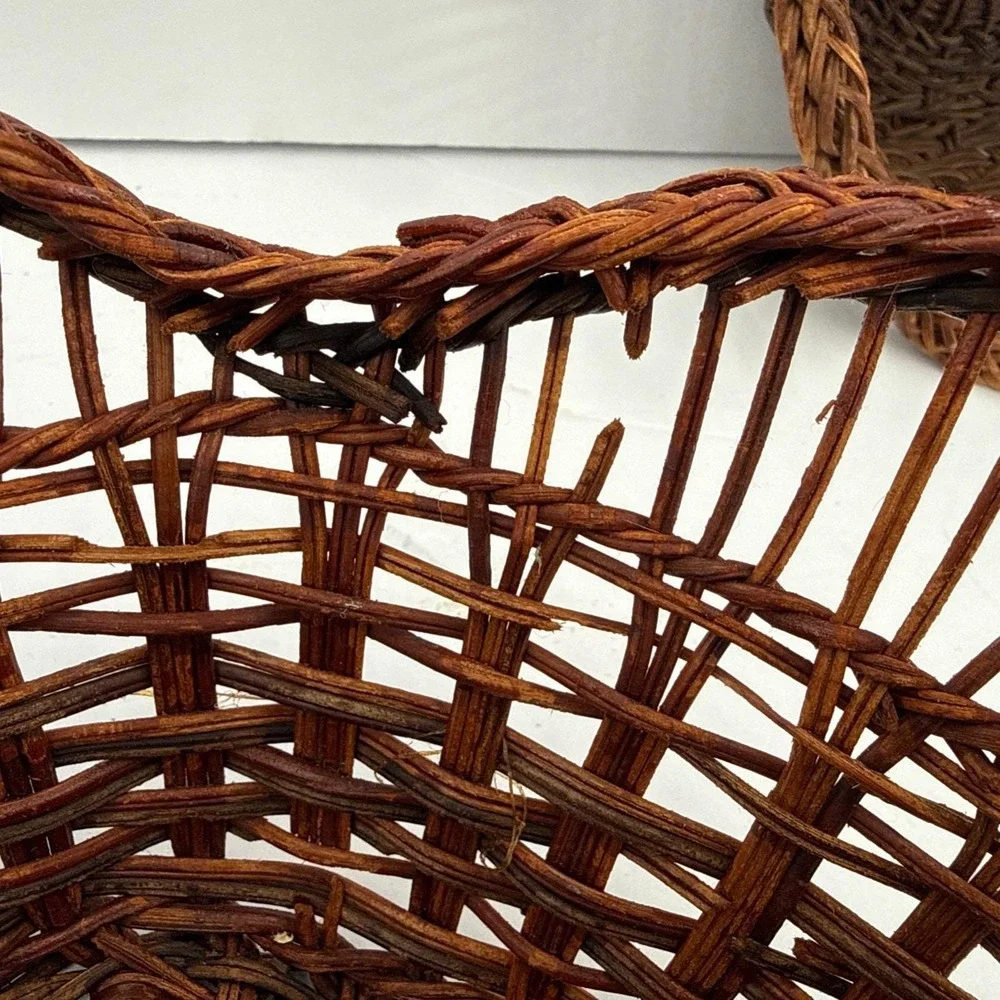 Vintage Set of 3 Wicker Nesting Baskets Handwoven Rattan Boho‎ Farmhouse